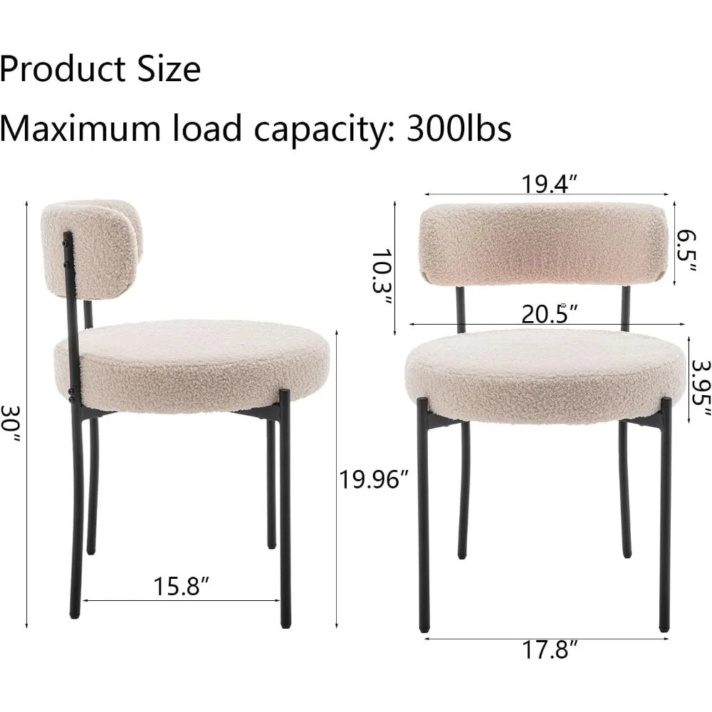 Set of 4 Round Modern Upholstered Dining Chair