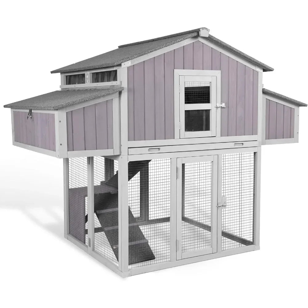 Foldable Chicken Coop for 4-6 Chickens with Four Nesting Boxes