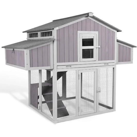 Foldable Chicken Coop for 4-6 Chickens with Four Nesting Boxes