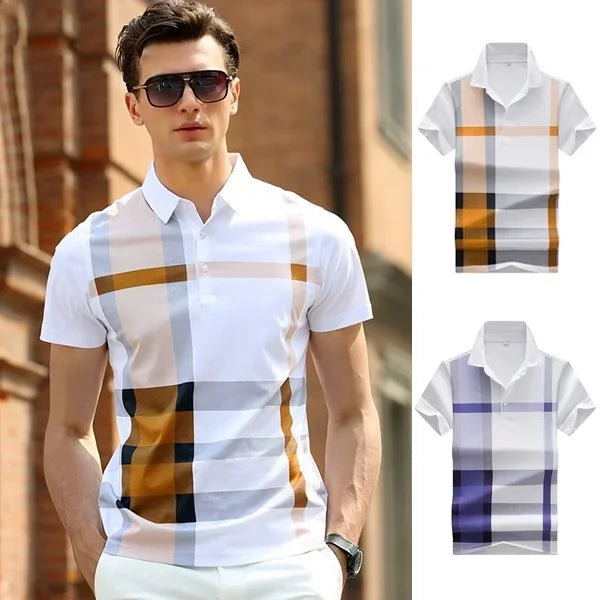 Men's Fashion Casual Stripe Polo Top