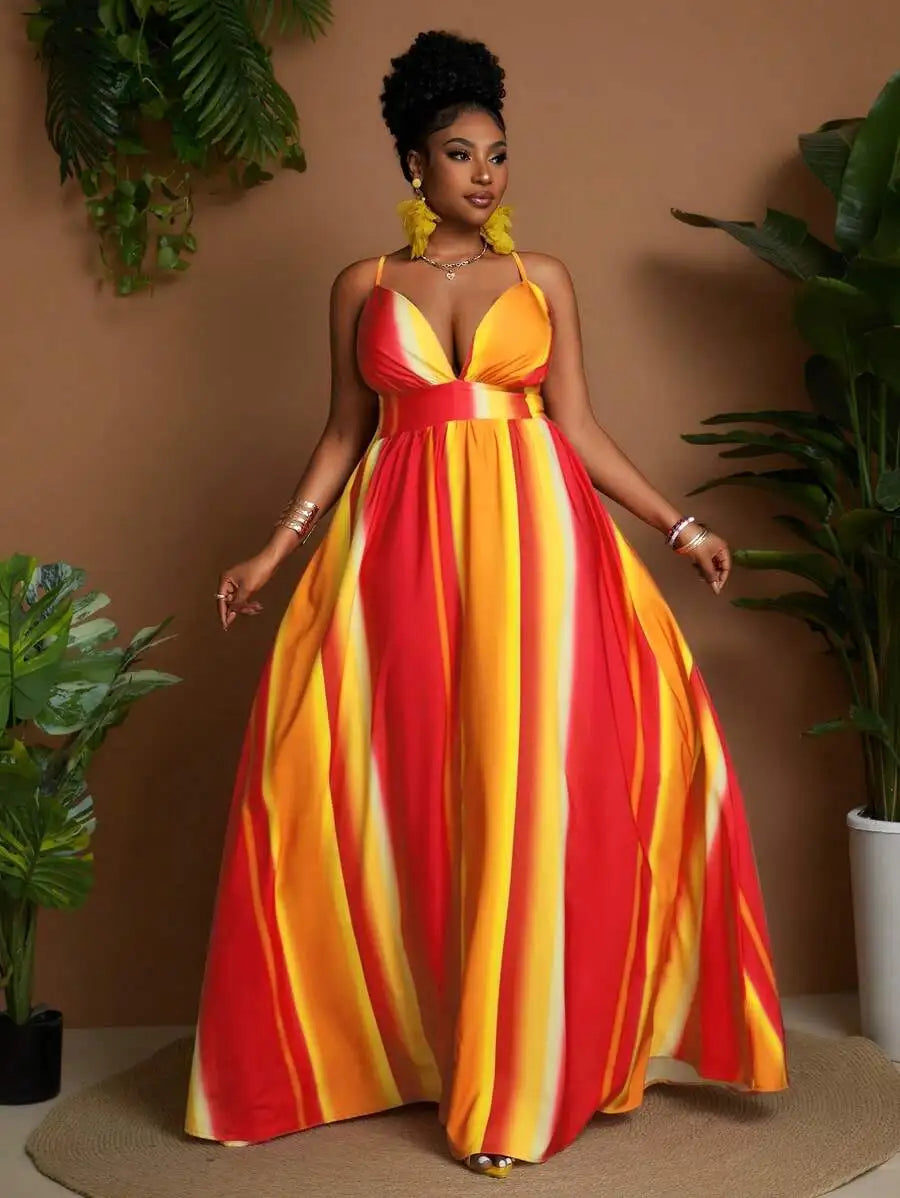 Plus Size Striped Maxi Dress