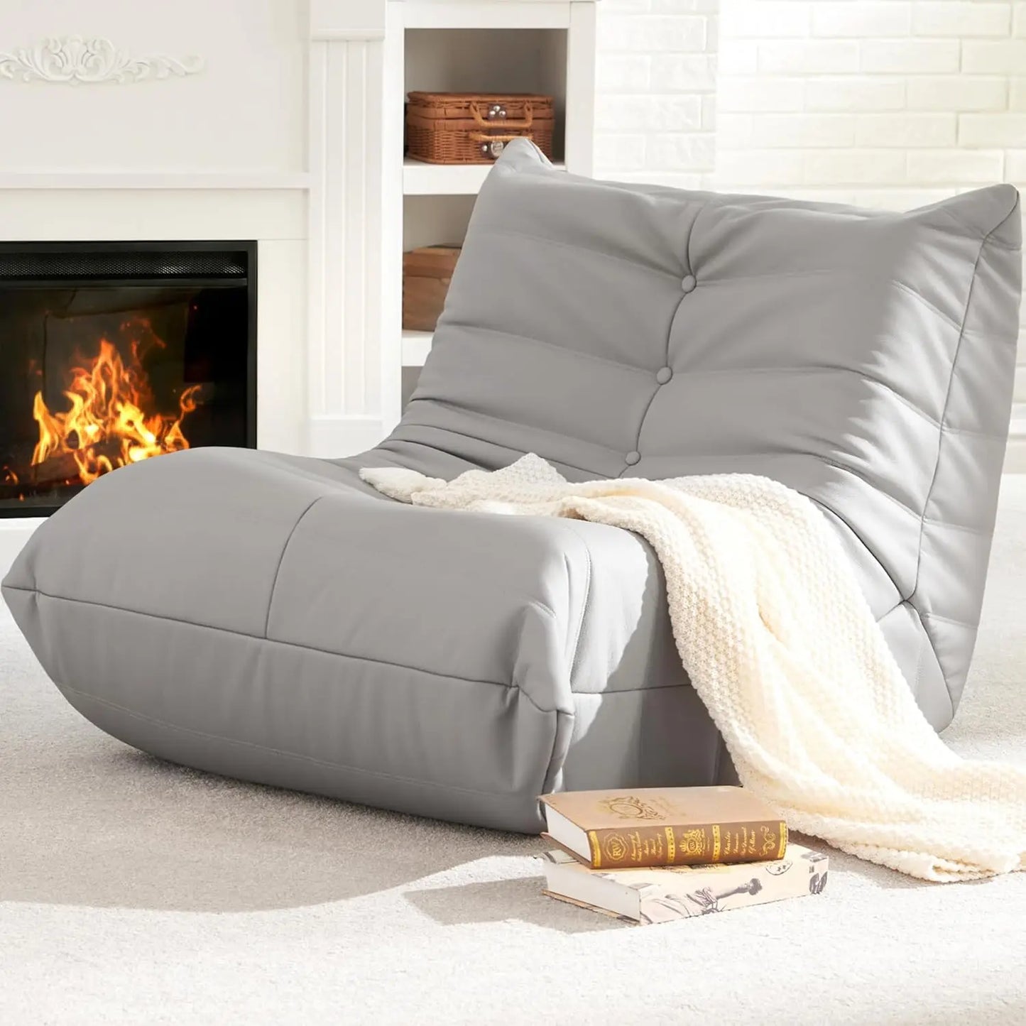 Giant Bean Bag Sofa Memory Foam Faux Leather