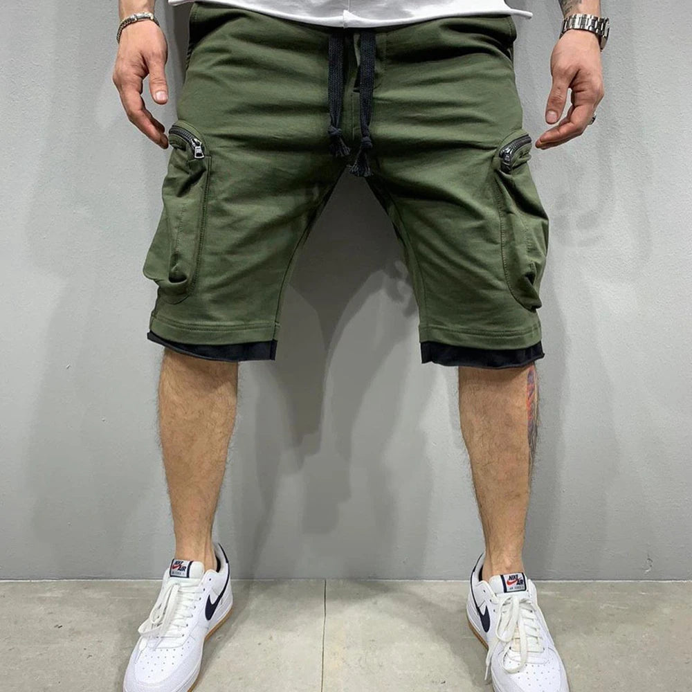 Cotton Workout Fitness Multi Pocket Yellow Shorts