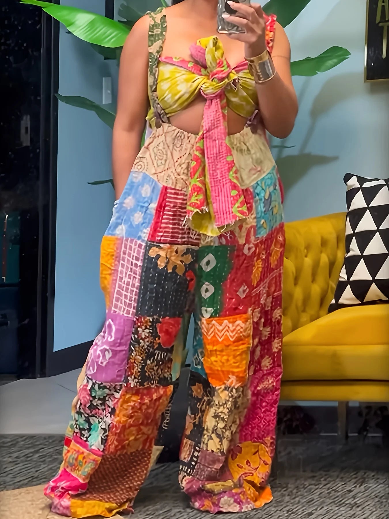 Color-Block Casual Fashion Overalls