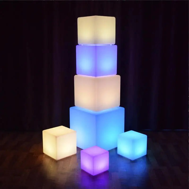 Waterproof Lawn Lamp Cube Luminous Rechargeable with Remote Control