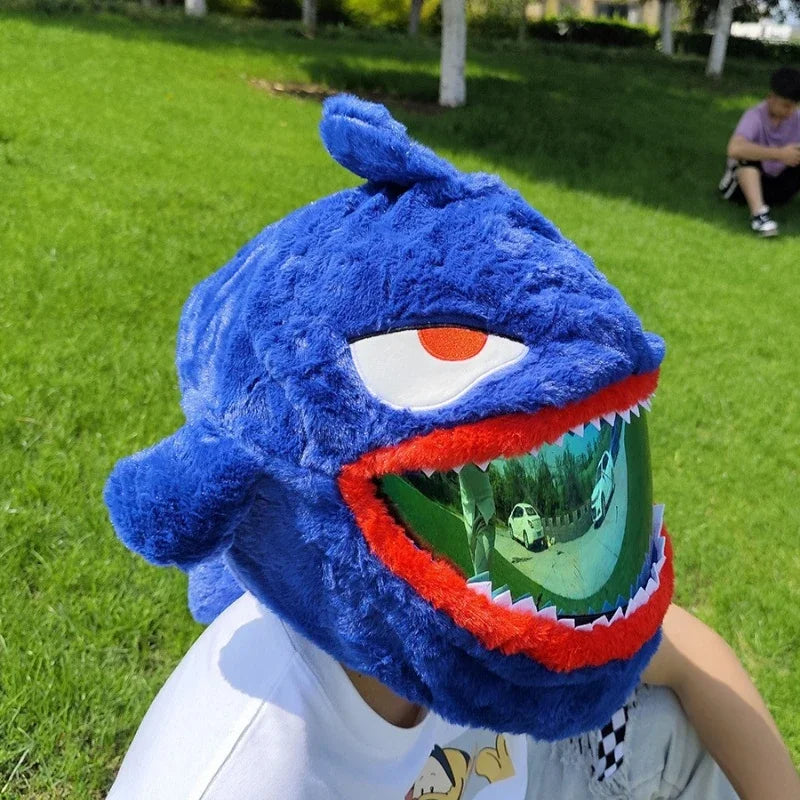 Cartoon Motorcycle Helmet Cover Fluffy Plush
