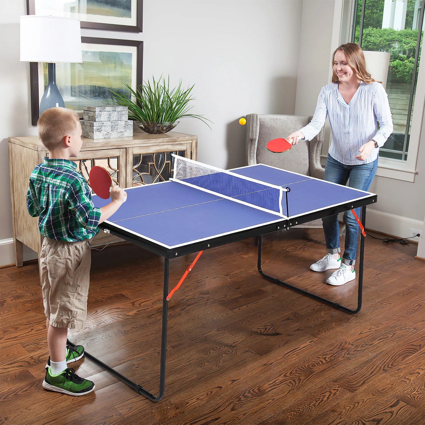 Ping Pong Table, Foldable, with Net and 2 Ping Pong Paddles and 3 Balls
