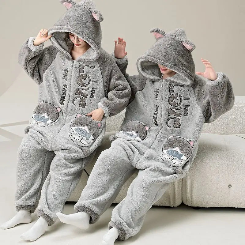 Christmas Fleece Jumpsuits Animal Pajamas