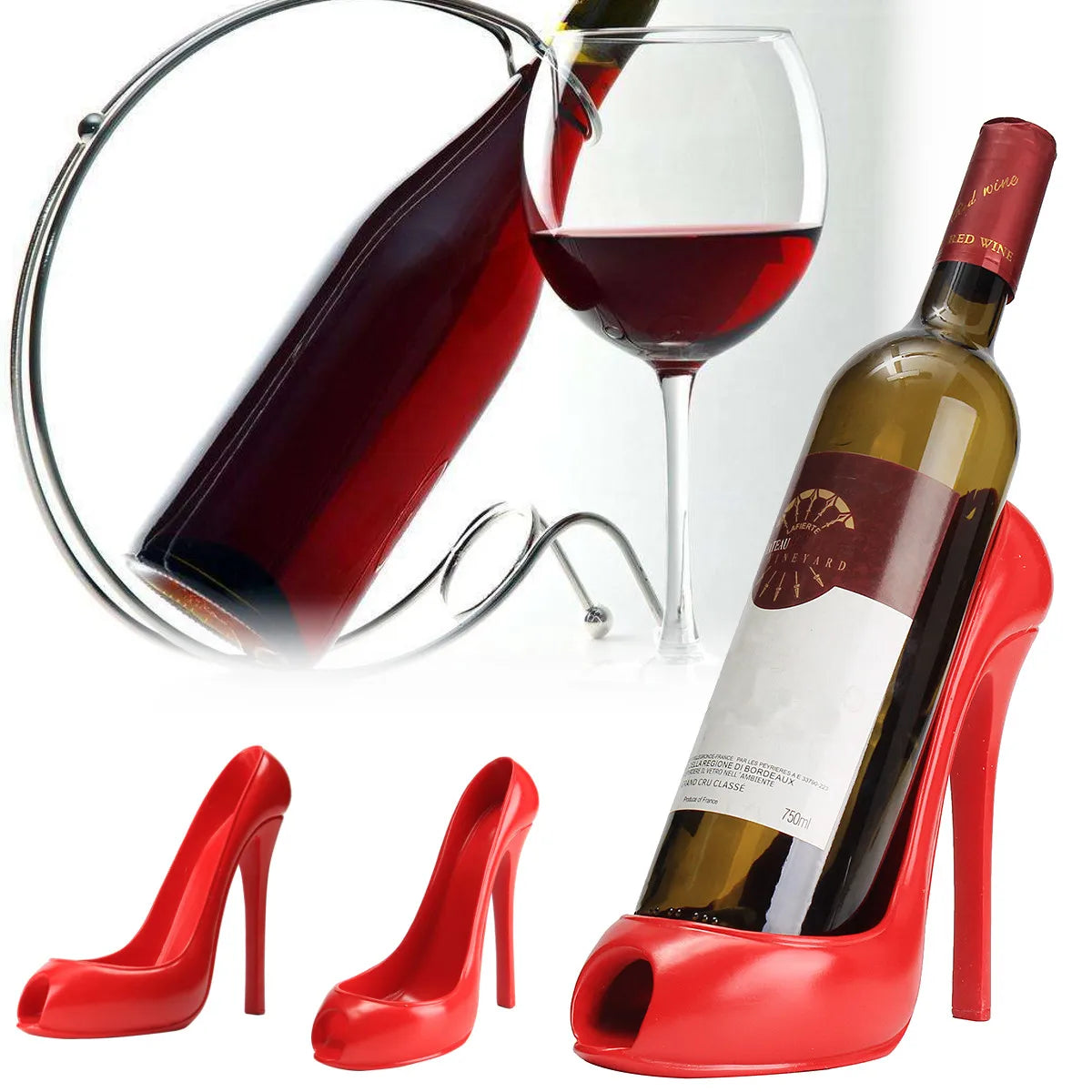 High Heel Shoe Wine Bottle Holder Stylish Open Toe