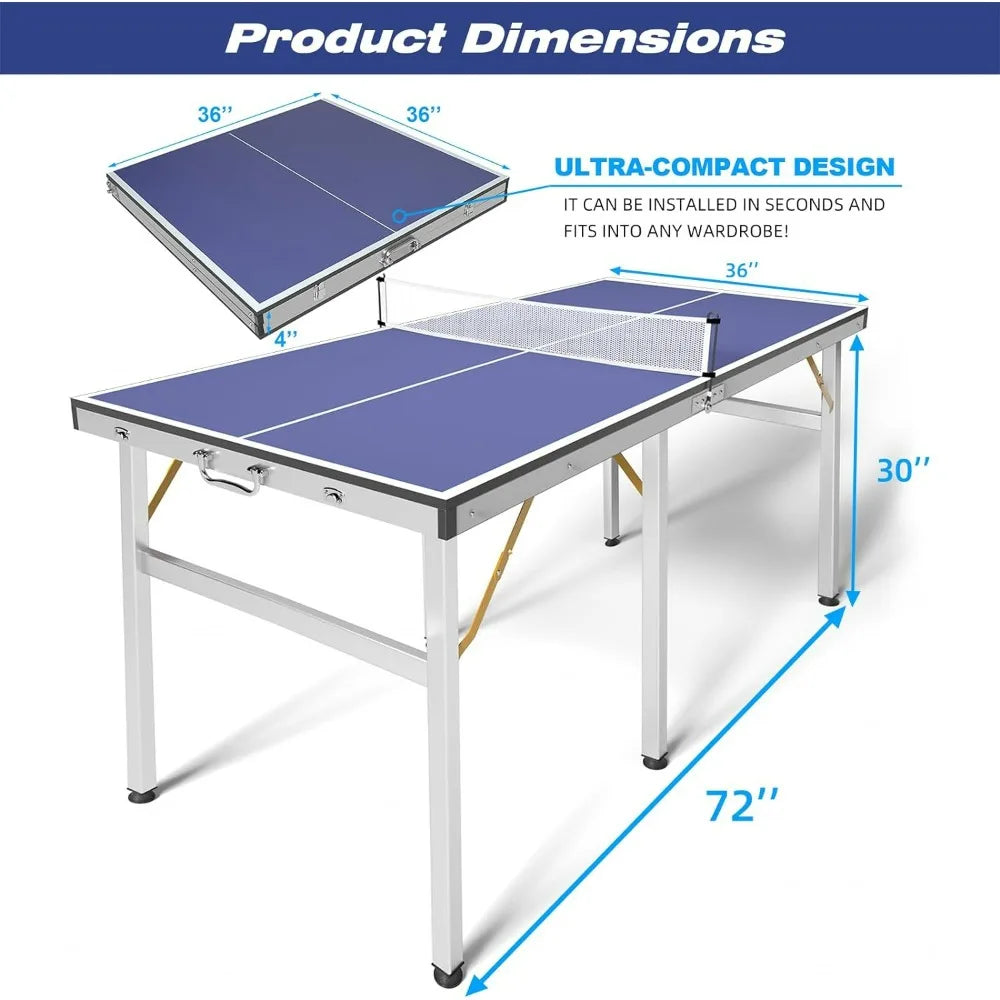 Ping Pong Table Foldable Portable Table Tennis Set