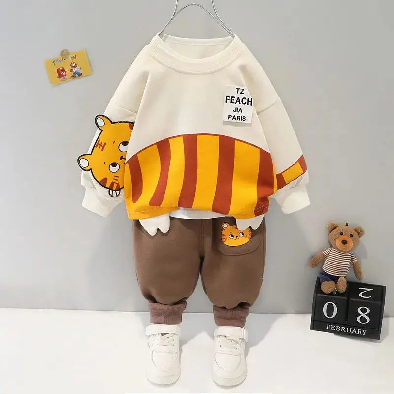 Children's two piece set 1-4 year old cartoon leisure sports suit