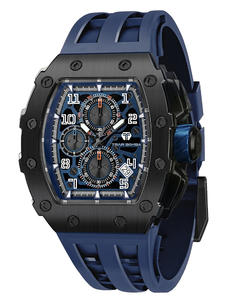Waterproof Quartz Chronograph Rectangle Wristwatch