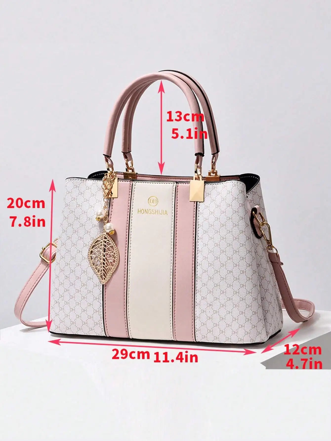 Pink & Cream Patchwork Top-Handle Tote Bag