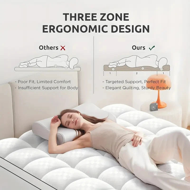 Extra Thick Mattress Topper Cooling Breathable Machine Washable