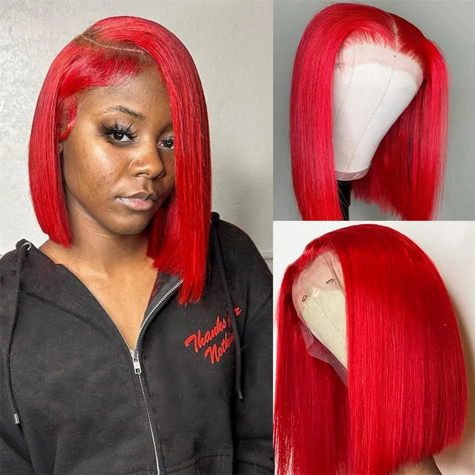 Hot Red Bob 13x4 Lace Front Human Hair Wig Brazilian