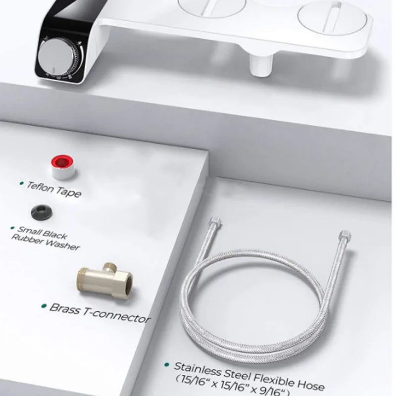 Bidet Toilet Seat Attachment Non-Electric Self-Cleaning Dual Nozzles