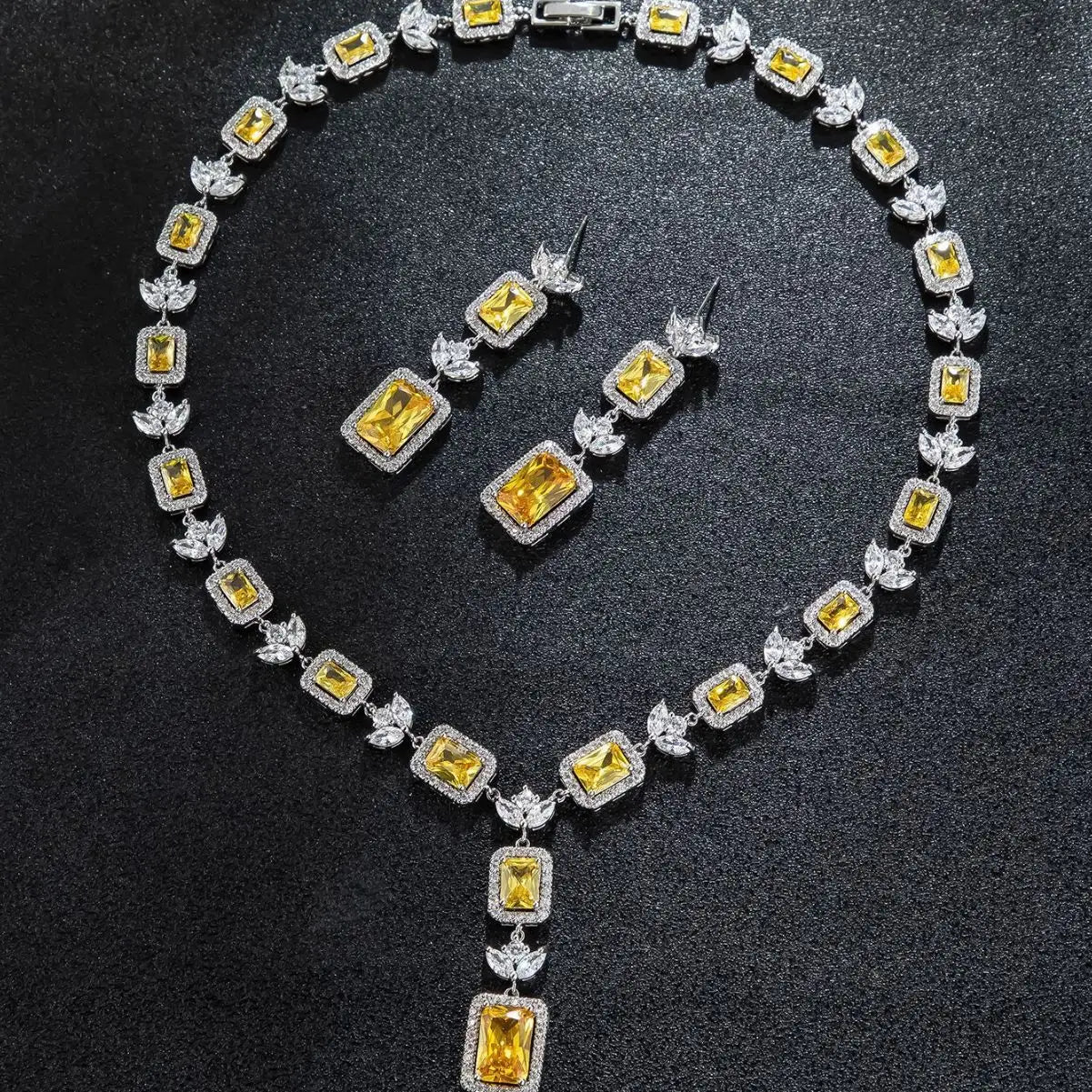 Luxury Yellow Crystal  Jewelry Set