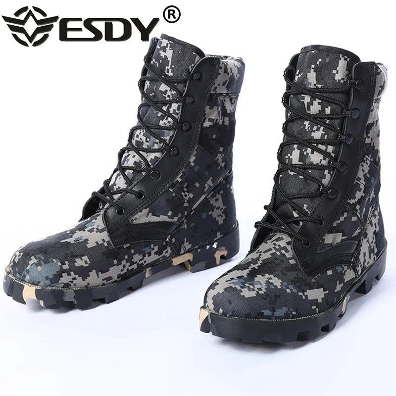 Camouflage Genuine Leather Panama Soles Tactical Combat Boots