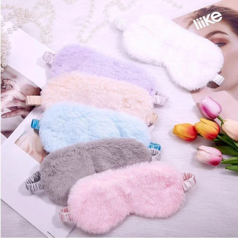 Soft Plush Sleeping Mask Rabbit Fur