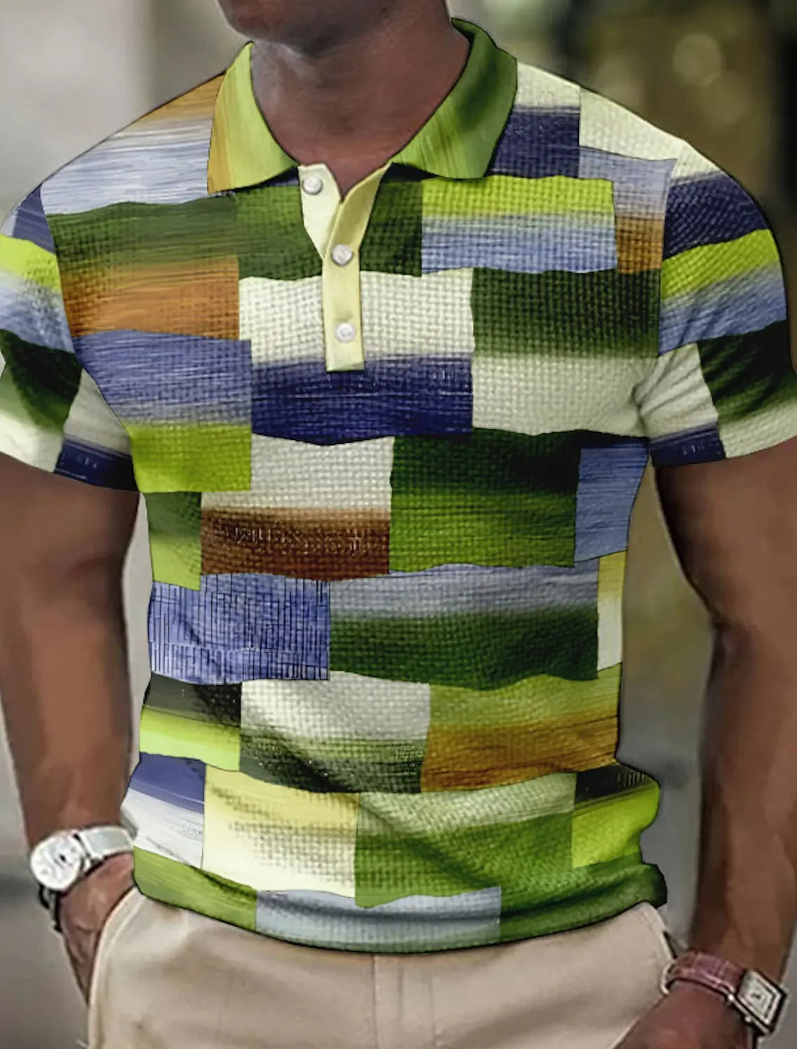 Mens Polo Shirt 3D Printed Geometric Print