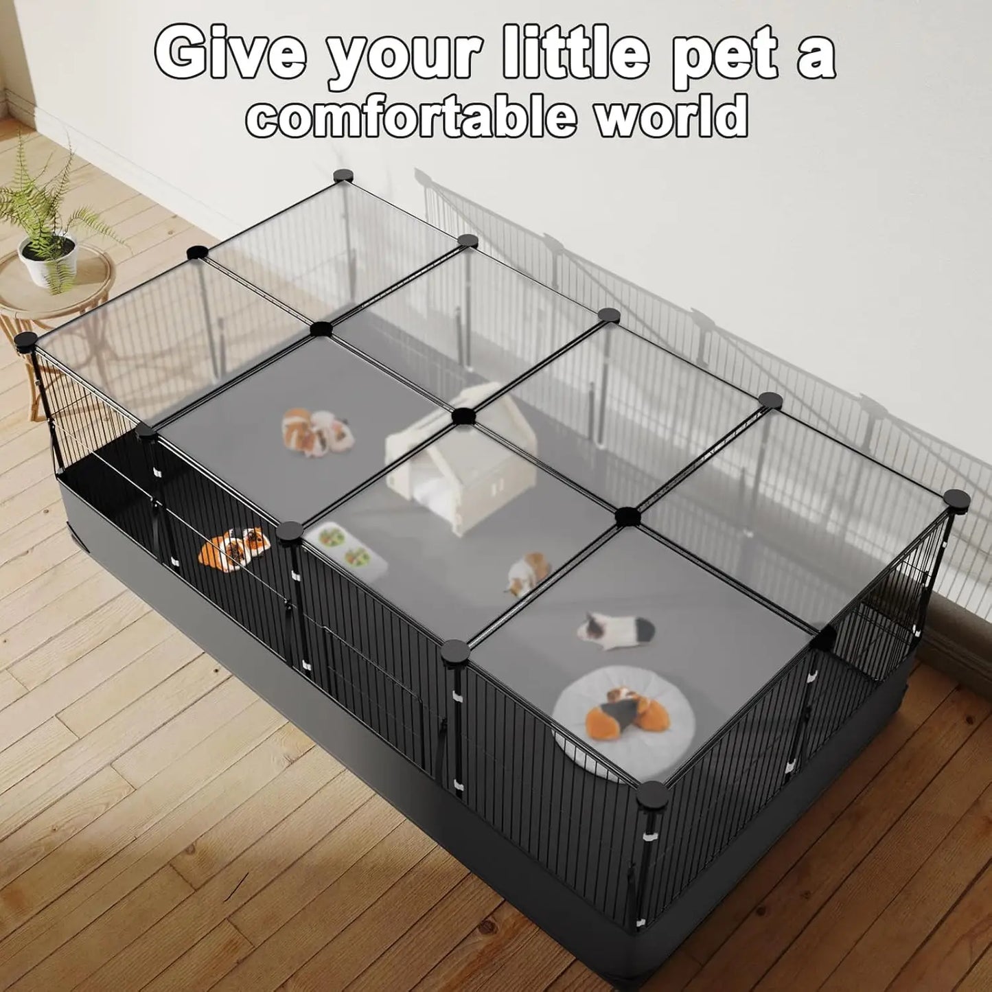 12-Panel Small Animal Playpen with Waterproof Liner & Easy Hooks