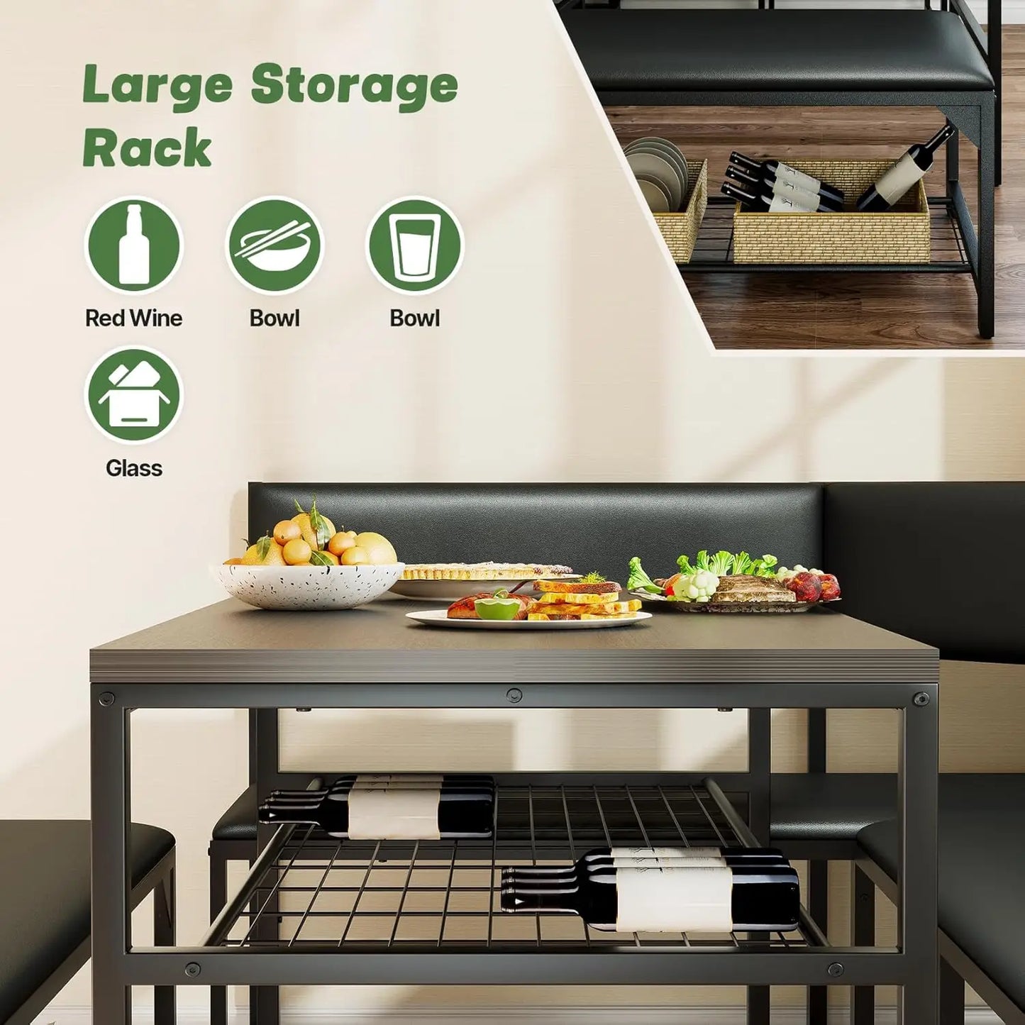 Kitchen Breakfast Nook Table Set with Soft Seat