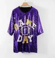 Half Sleeve Baggy Sequin T Shirt Dress