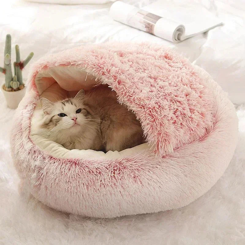 Plush Round Cat Bed Pet Mattress Warm Soft Comfortable