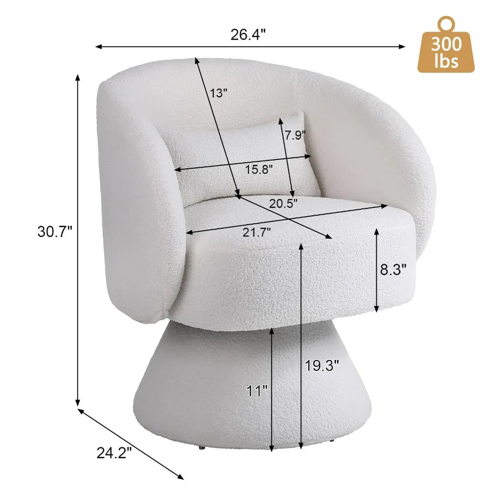 Swivel Chairs Set of 2, 360°Swivel Accent Chair Pillow & Round Back
