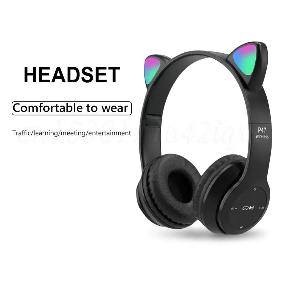 Wireless Headphones Cat Ear Gaming Headset