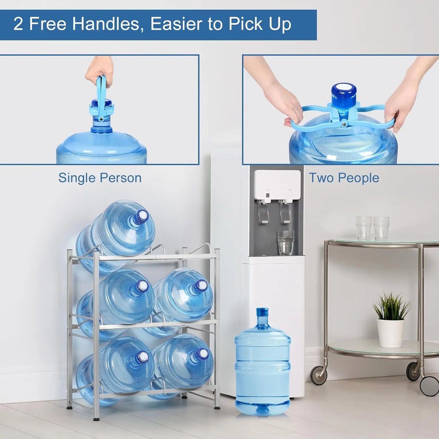 5-Gallon 3-Layer Water Bottle Holder for 6 Bottles with a Lift