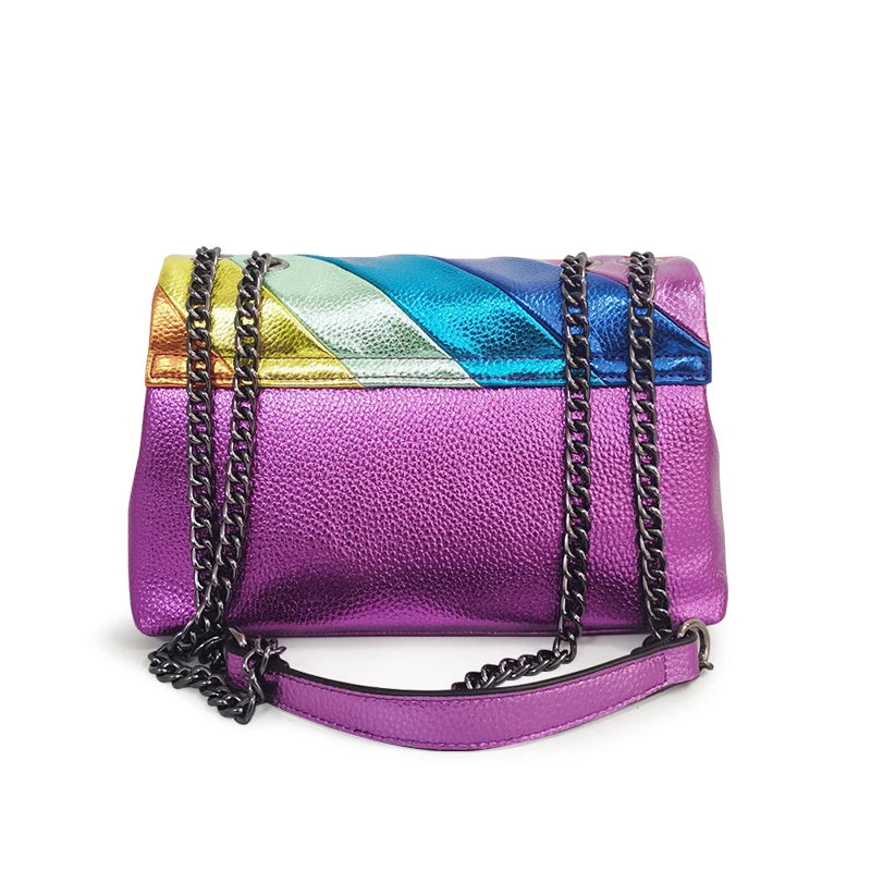 Colorful Women Handbag Rainbow Patchwork