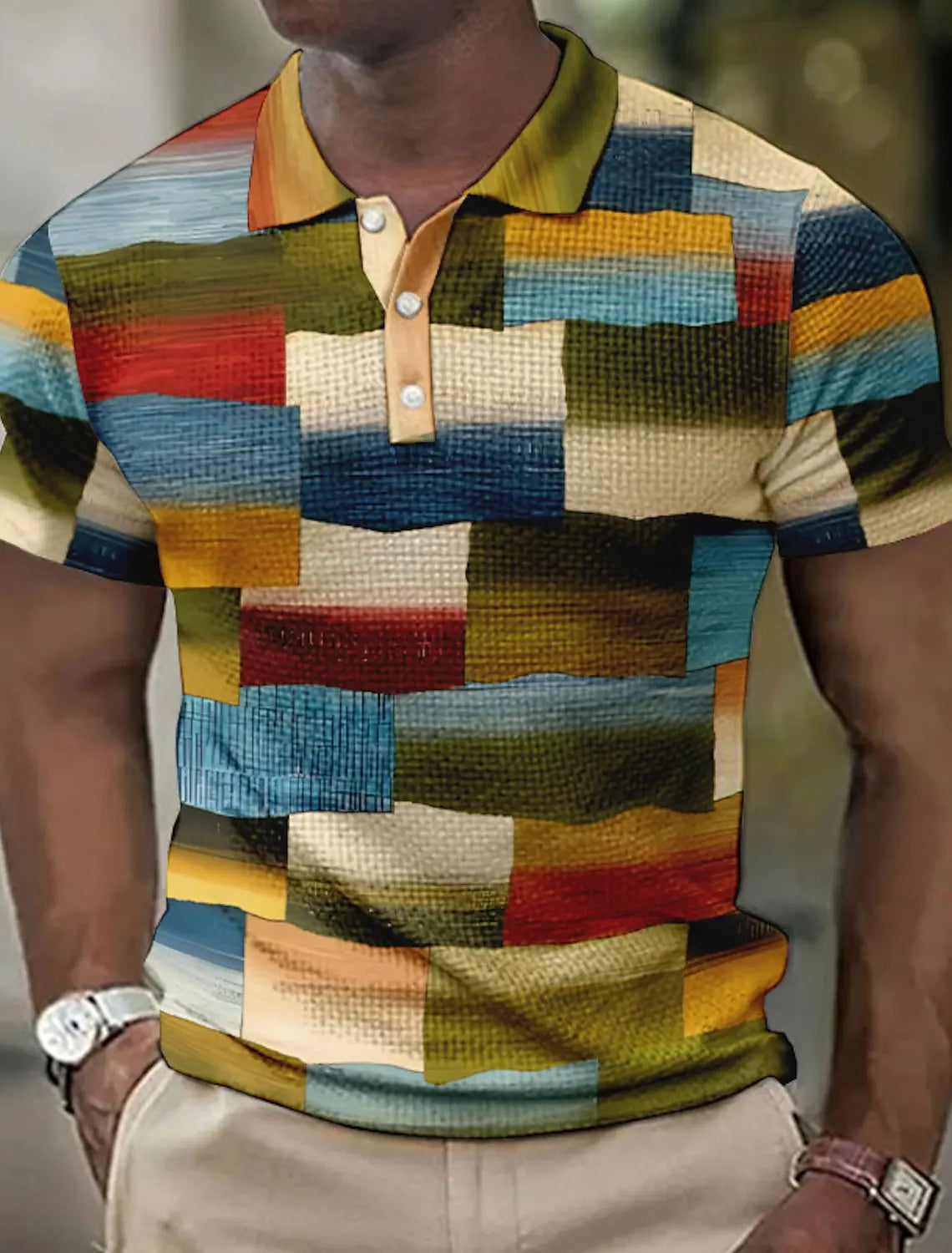 Mens Polo Shirt 3D Printed Geometric Print