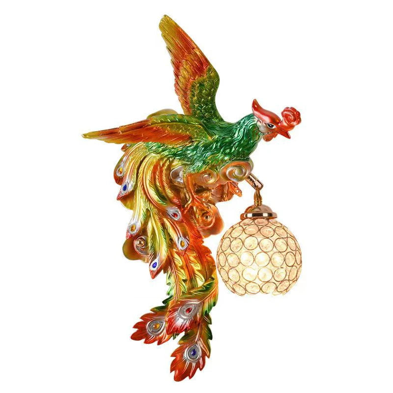 Modern Resin Wall LED Devise Dragon and Phoenix Sconce