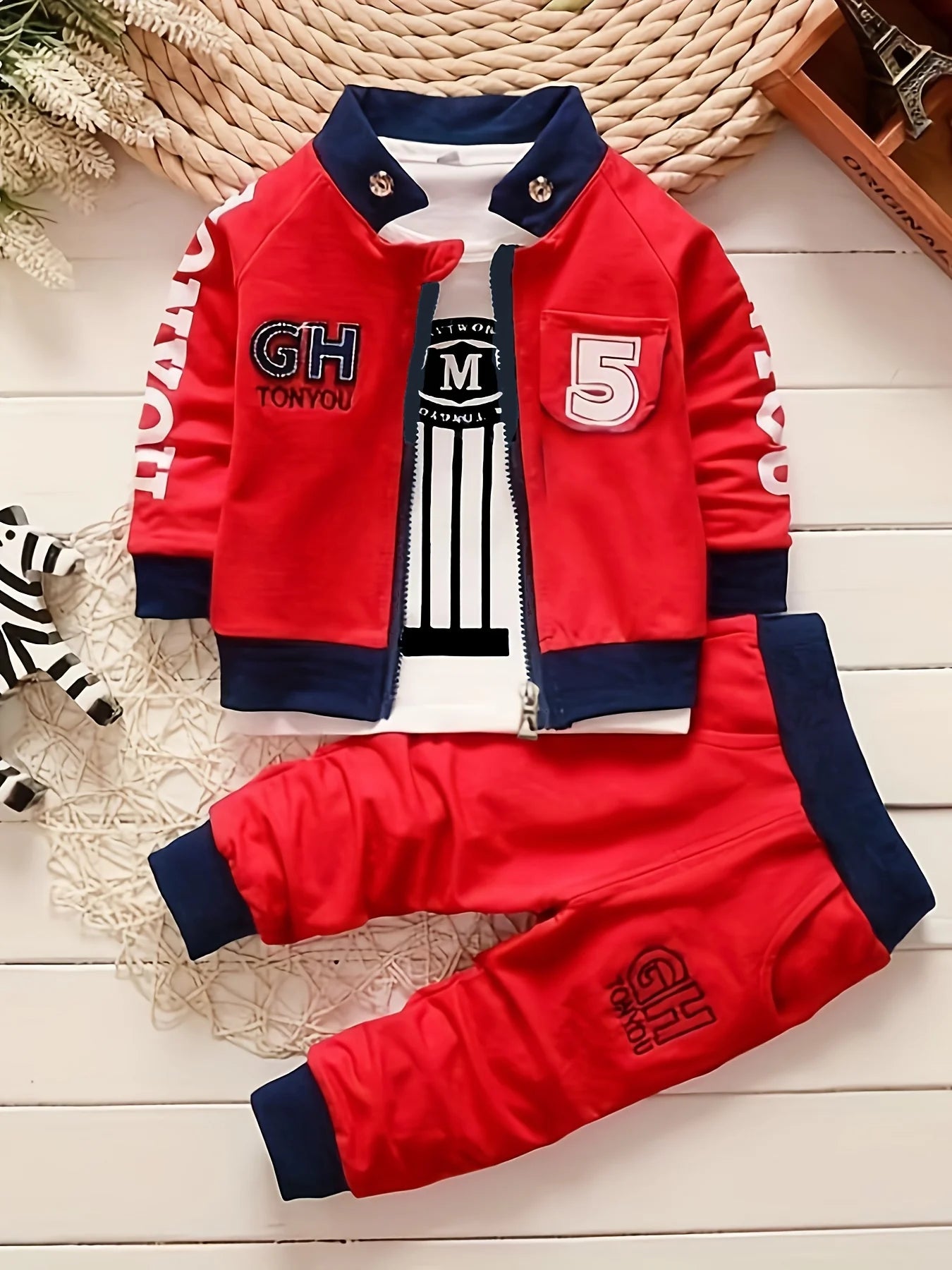 Toddler Boys Loose Sports Pants 3-Piece Set
