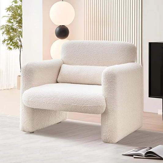 Modern Lamb Fabric Upholstered Arm Chair