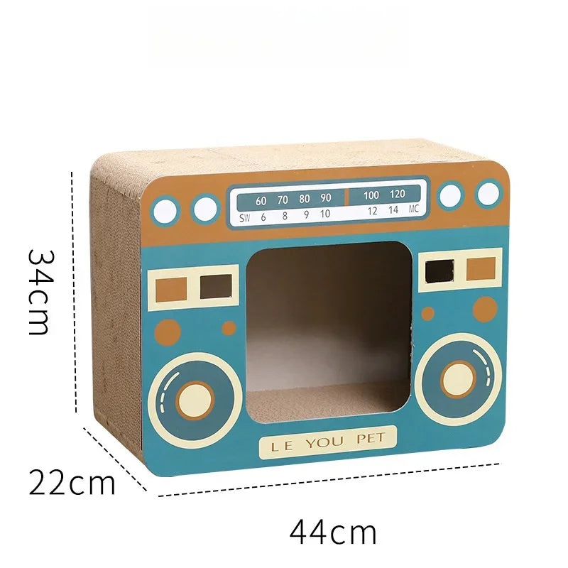 Fun Cat House Vintage TV Radio Cat Scratcher