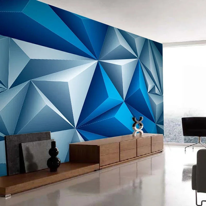 Custom 3D Wallpaper Modern Stereoscopic Blue Geometric Space