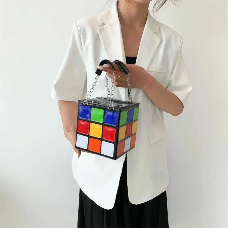 PU Cube Clutch Bag Purse