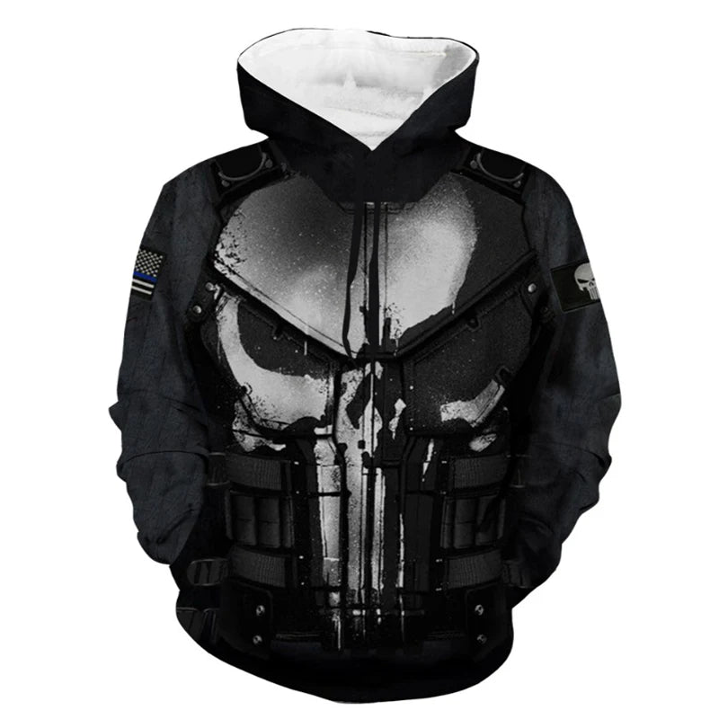 Punisher Cosplay Skull 3D Print Pullover