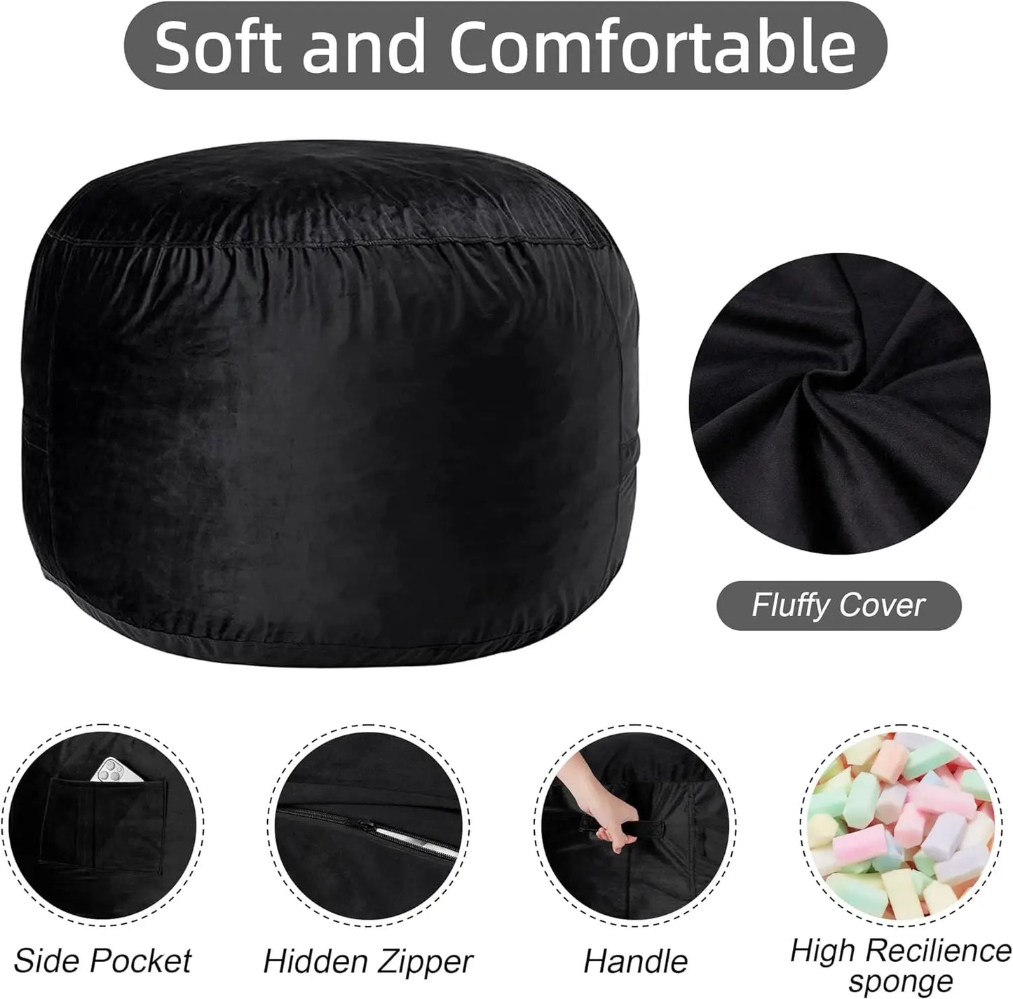 Giant Memory Foam Bean Bag Chair with Velvet Cover
