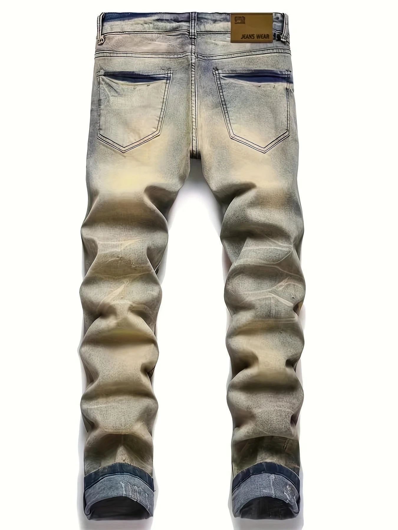 Men's Vintage Style Jeans with Novelty Skull Pattern