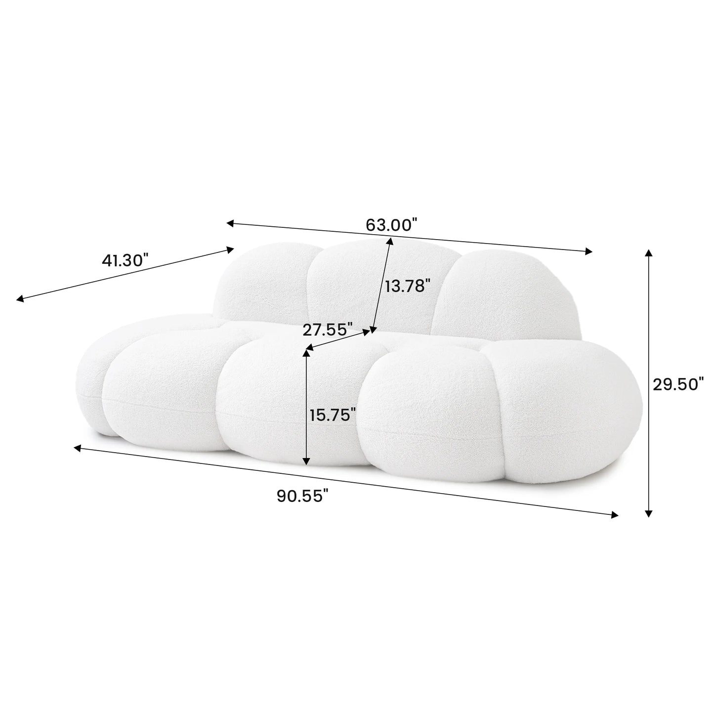 Modern Cloud Shaped Couches for Living Room Comfy Upholstered Cloud Shaped Leisure Sofa Couch for Bedroom Apartment