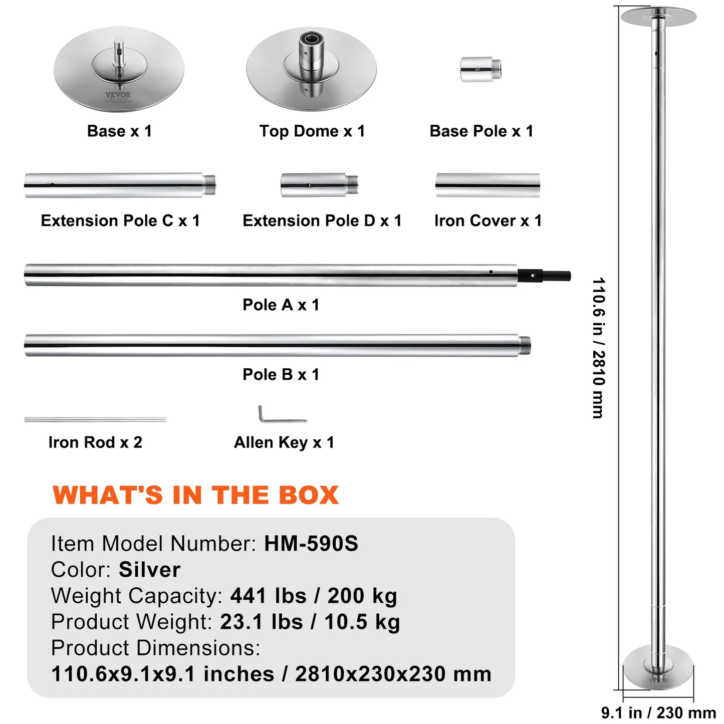 Professional Dancing Pole 45mm Heavy-Duty Stainless Steel