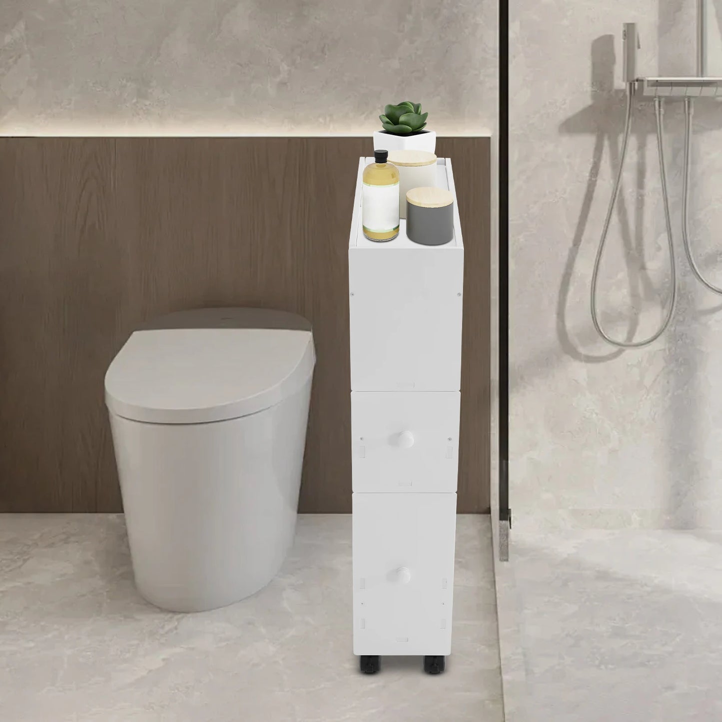 Narrow Storage Cabinet with Drawers Floor Standing 52*16.2*75cm
