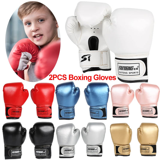 2pcs Boxing Training Fighting Gloves PU Leather Kids