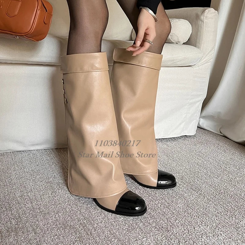 Round Toe Cute Chunky Heel Trouser Boots