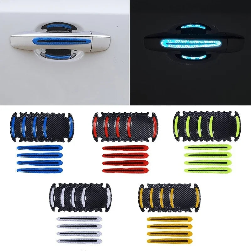 8-piece 3d Reflective sticker strip door handle