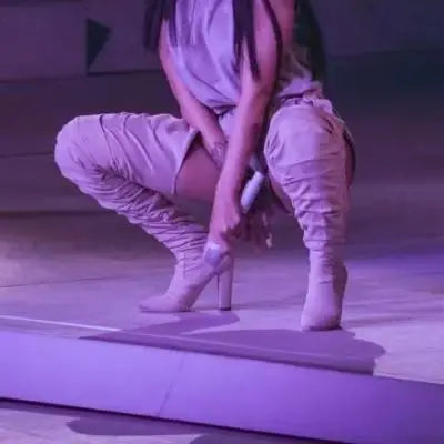 Sexy Side Zipper Thigh High Belt Trousers Boots