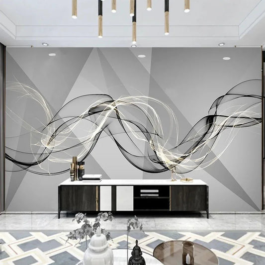 3D Abstract Smoke Line Geometric Wall Decor